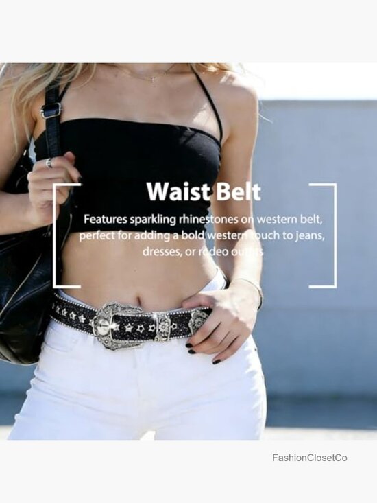 Rhinestone Studded PU Leather Belt with Engraved Buckle main image 6